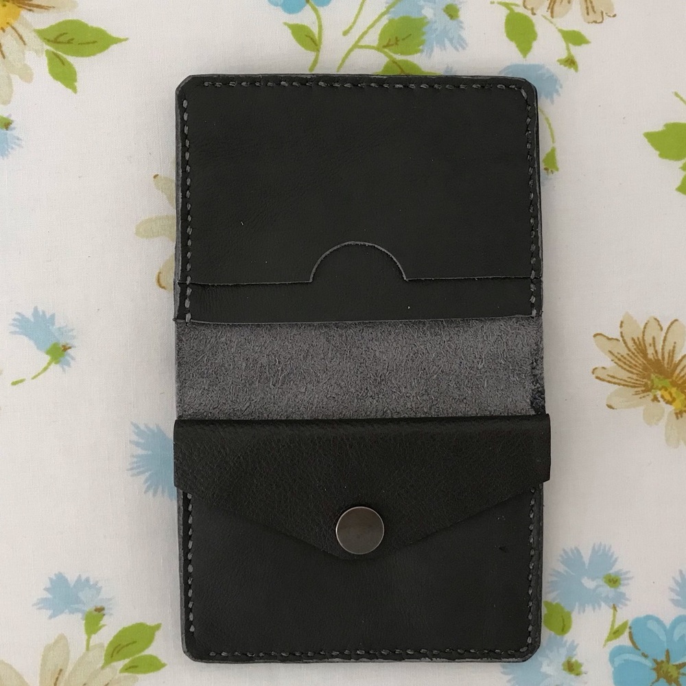 Handmade Charcoal Grey Leather Wallet Card Holder